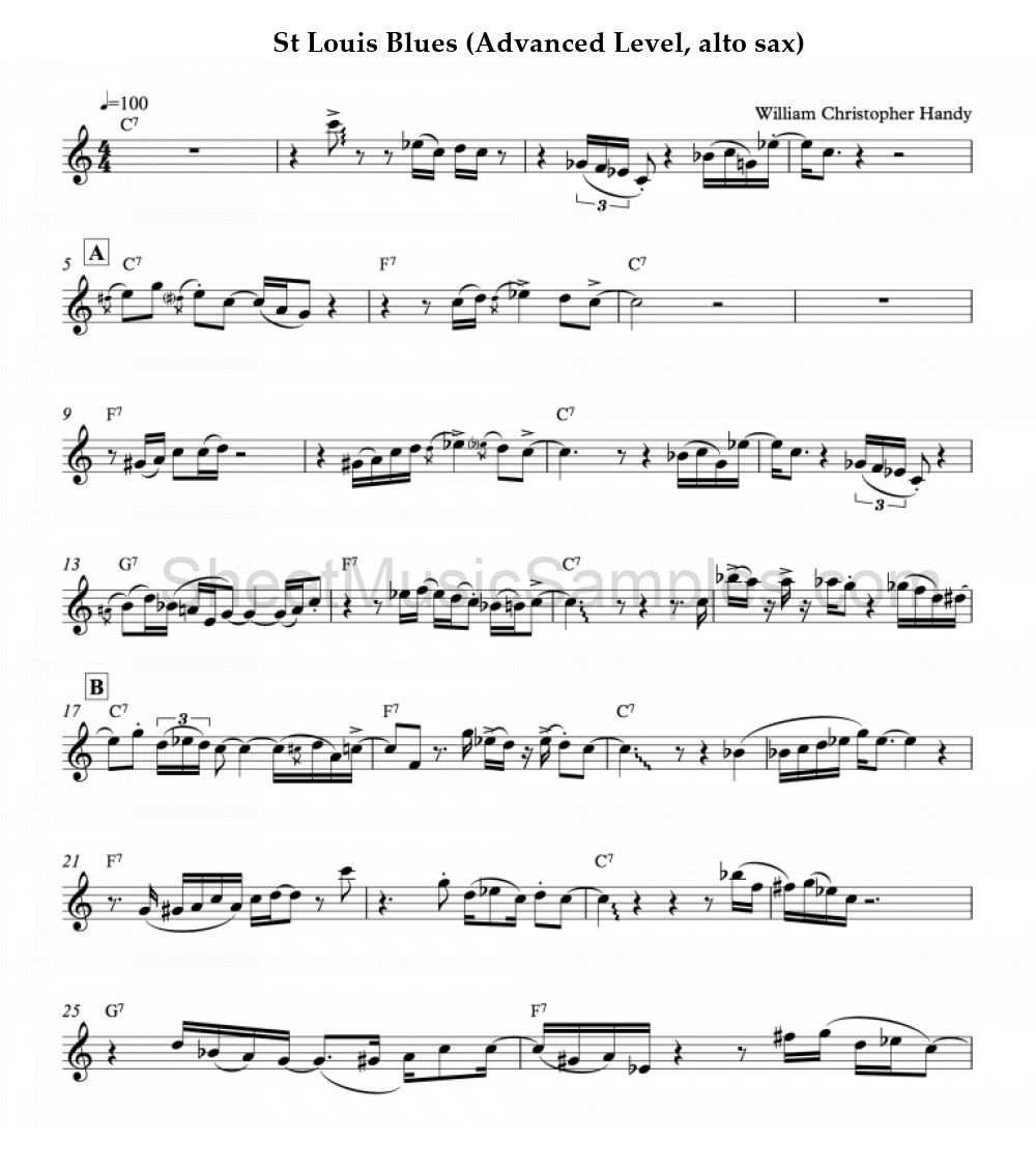 St Louis Blues (Advanced Level, alto sax)