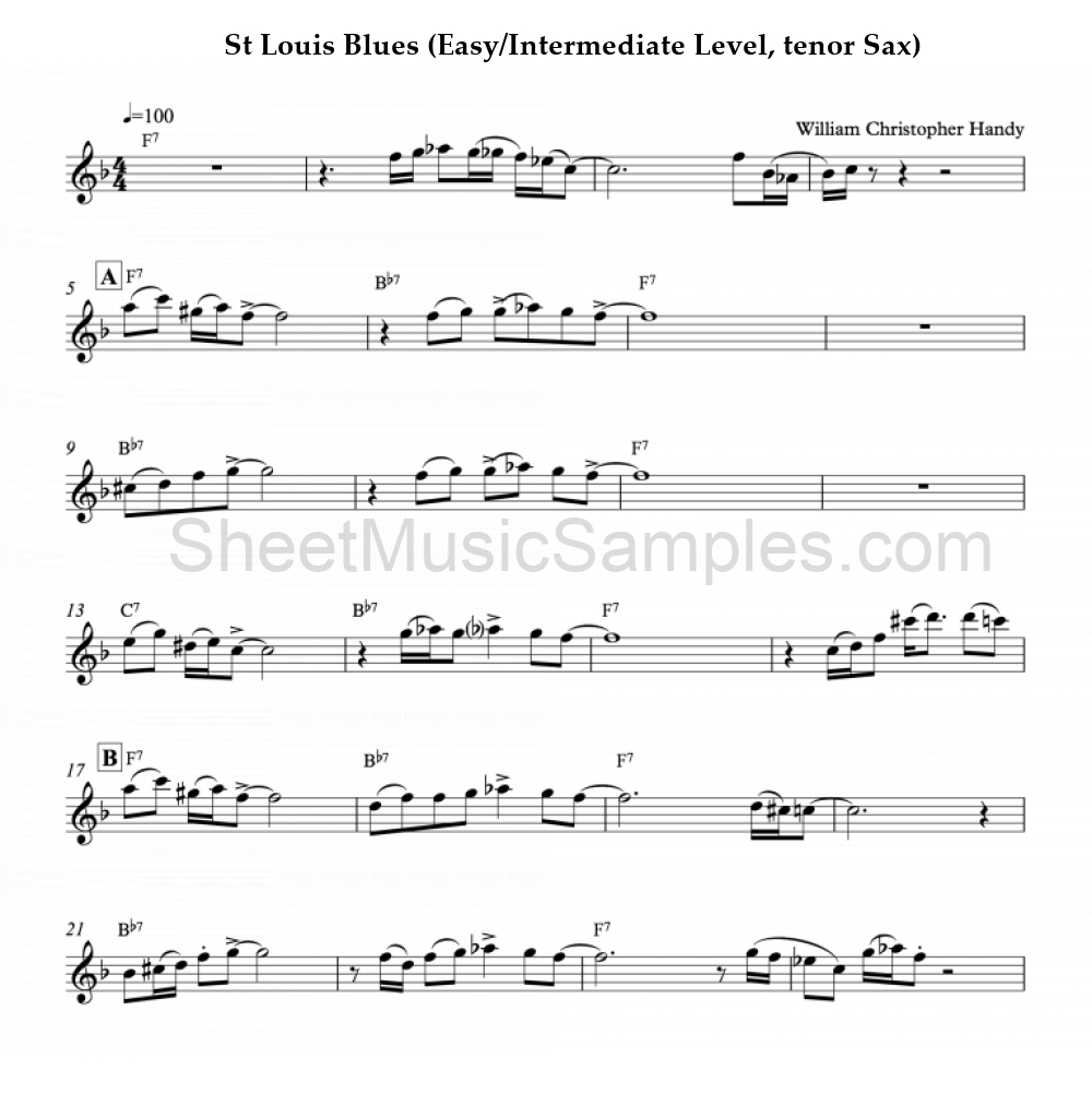 St Louis Blues (Easy/Intermediate Level, tenor Sax)