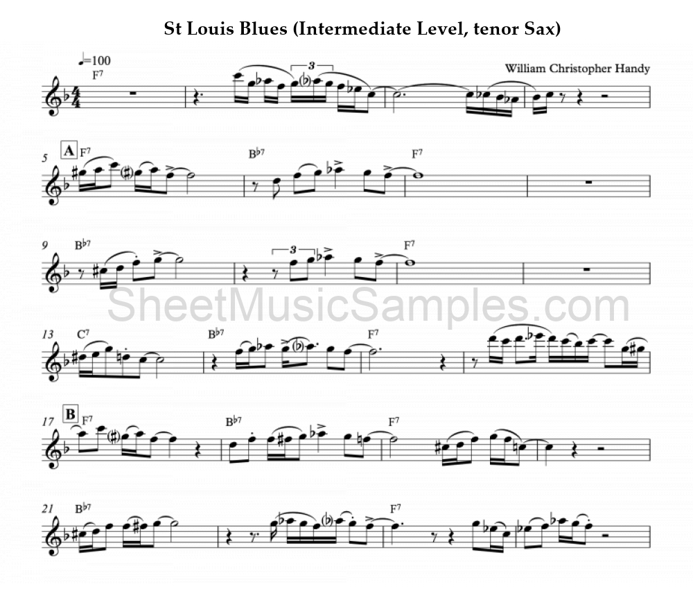 St Louis Blues (Intermediate Level, tenor Sax)