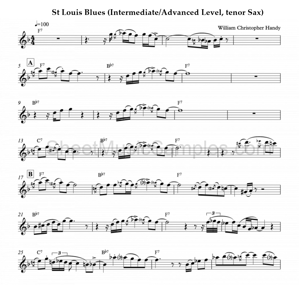 St Louis Blues (Intermediate/Advanced Level, tenor Sax)