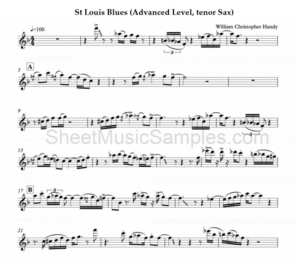 St Louis Blues (Advanced Level, tenor Sax)