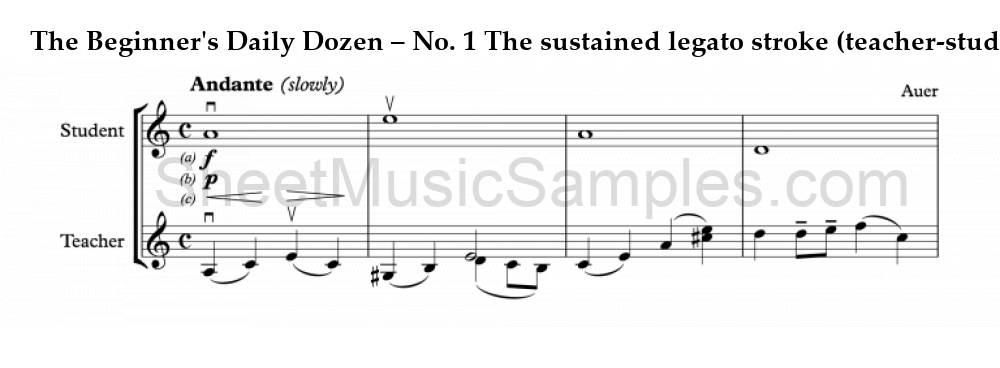 The Beginner's Daily Dozen – No. 1 The sustained legato stroke (teacher-student)