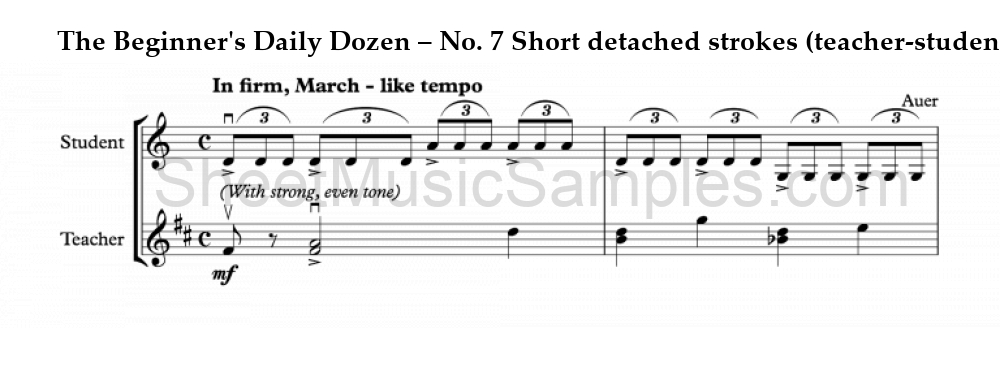 The Beginner's Daily Dozen – No. 7 Short detached strokes (teacher-student)