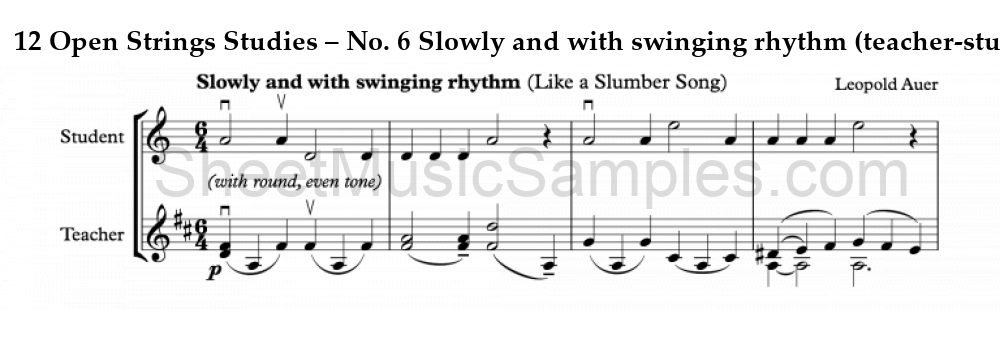 12 Open Strings Studies – No. 6 Slowly and with swinging rhythm (teacher-student)