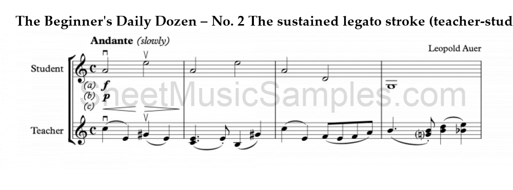 The Beginner's Daily Dozen – No. 2 The sustained legato stroke (teacher-student)