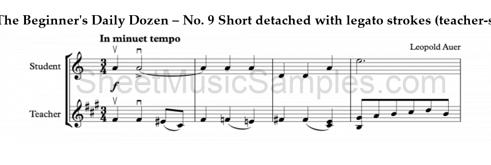 The Beginner's Daily Dozen – No. 9 Short detached with legato strokes (teacher-student)