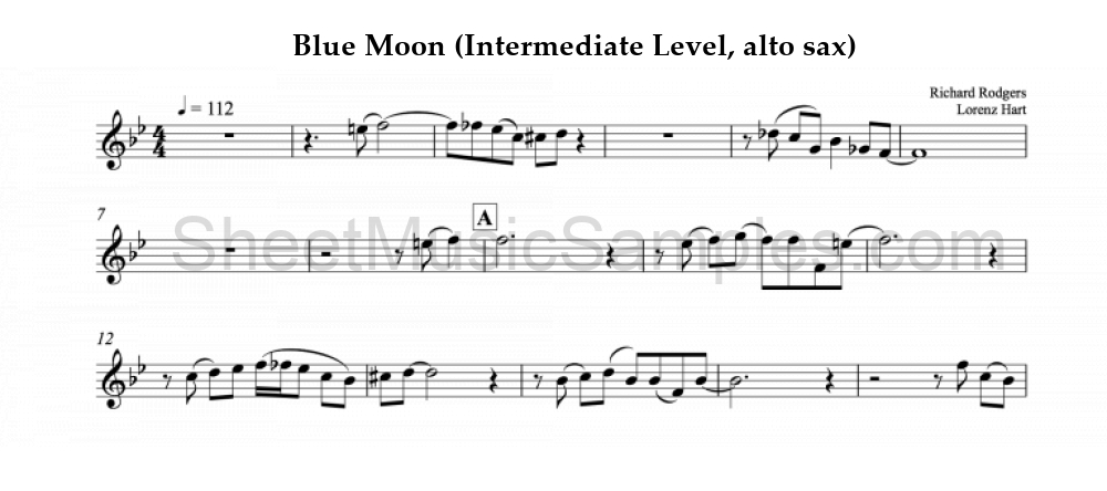 Blue Moon (Intermediate Level, alto sax)