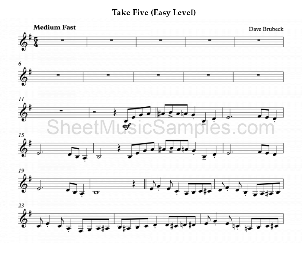 Take Five (Easy Level)