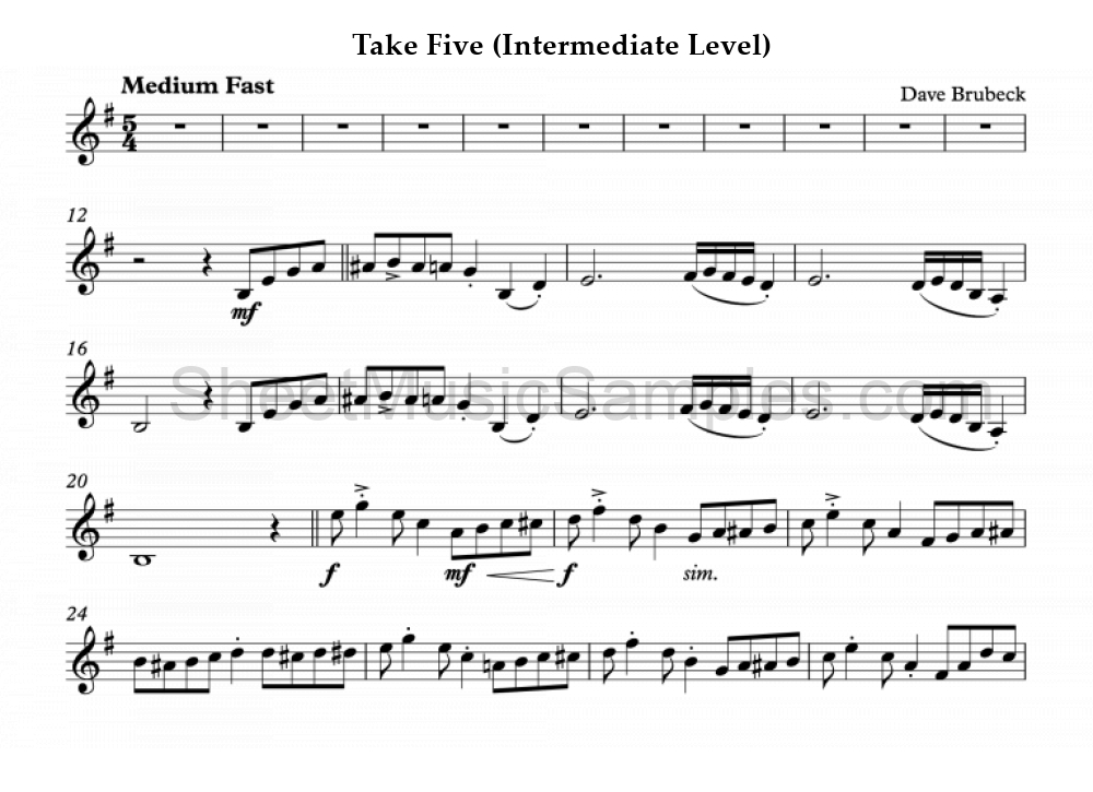 Take Five (Intermediate Level)