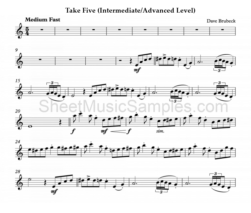 Take Five (Intermediate/Advanced Level)