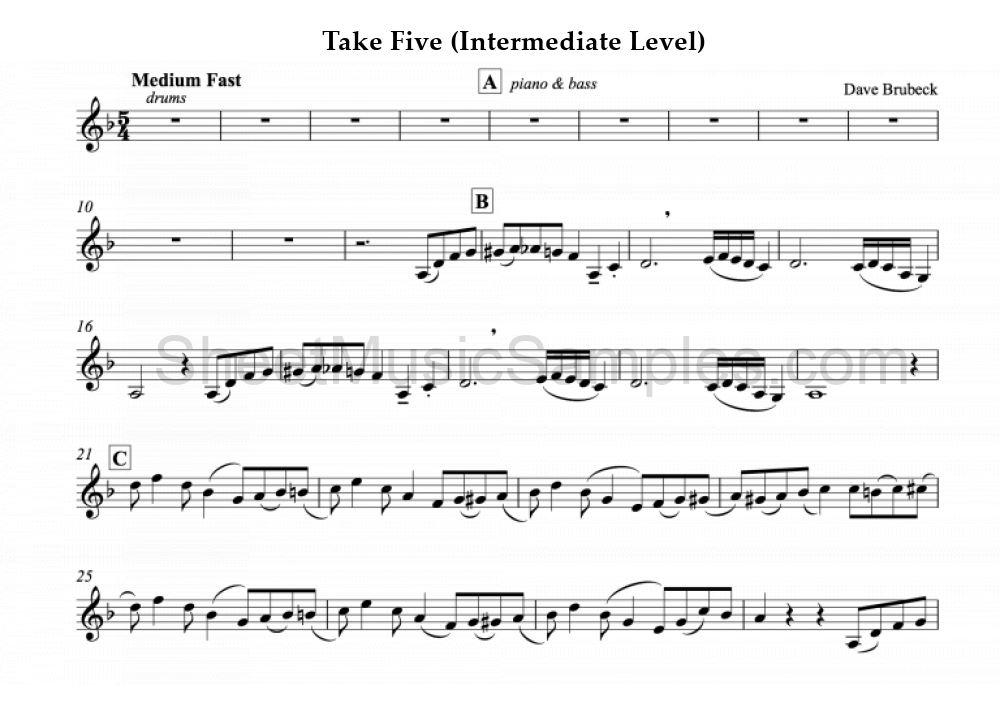 Take Five (Intermediate Level)