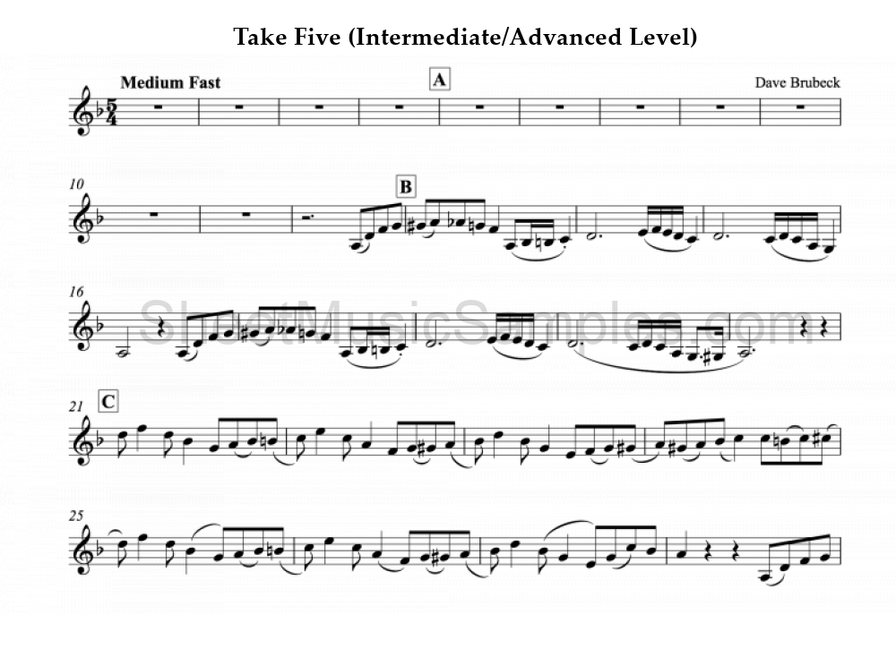 Take Five (Intermediate/Advanced Level)