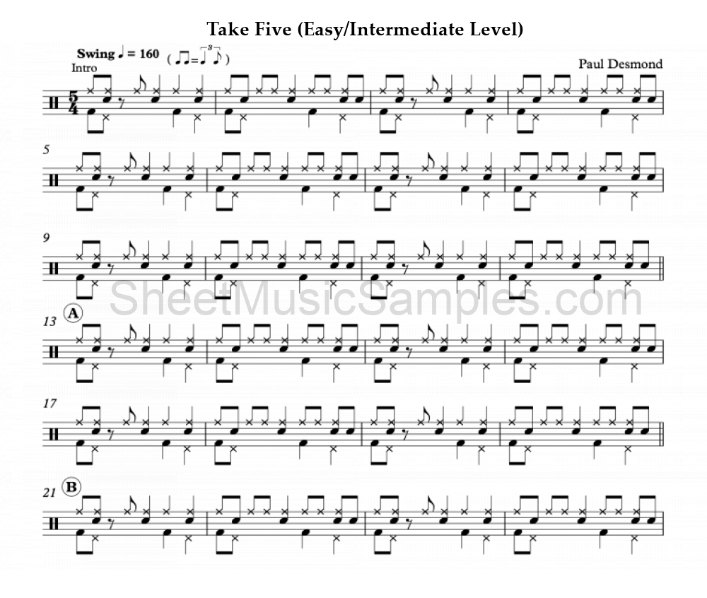 Take Five (Easy/Intermediate Level)