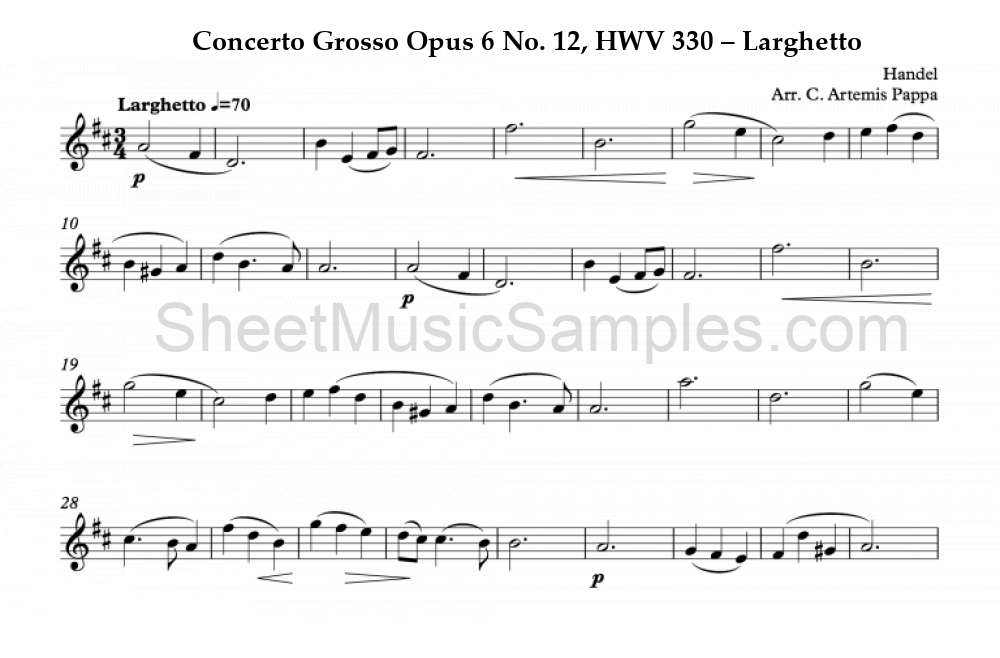 Concerto Grosso Opus 6 No. 12, HWV 330 – Larghetto