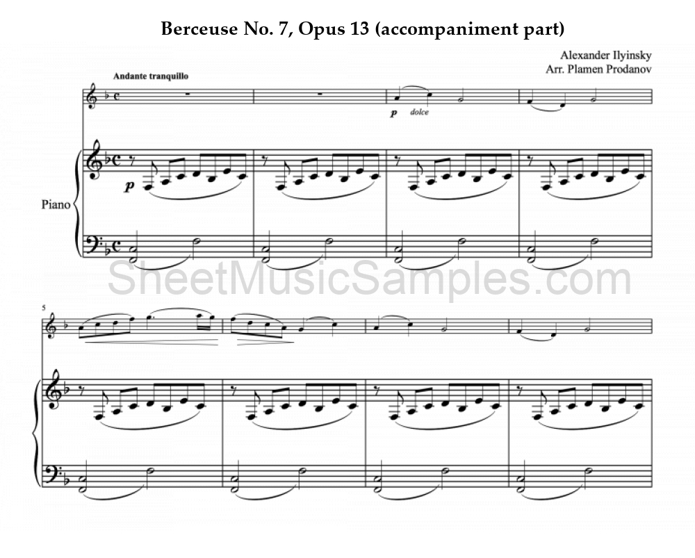 Berceuse No. 7, Opus 13 (accompaniment part)