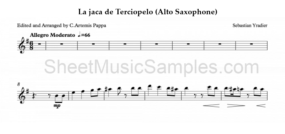 La jaca de Terciopelo (Alto Saxophone)