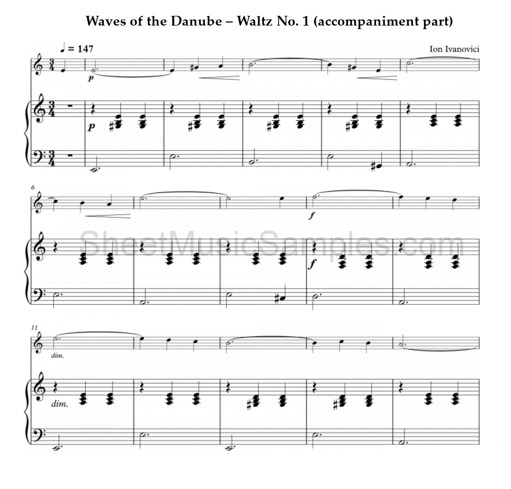 Waves of the Danube – Waltz No. 1 (accompaniment part)