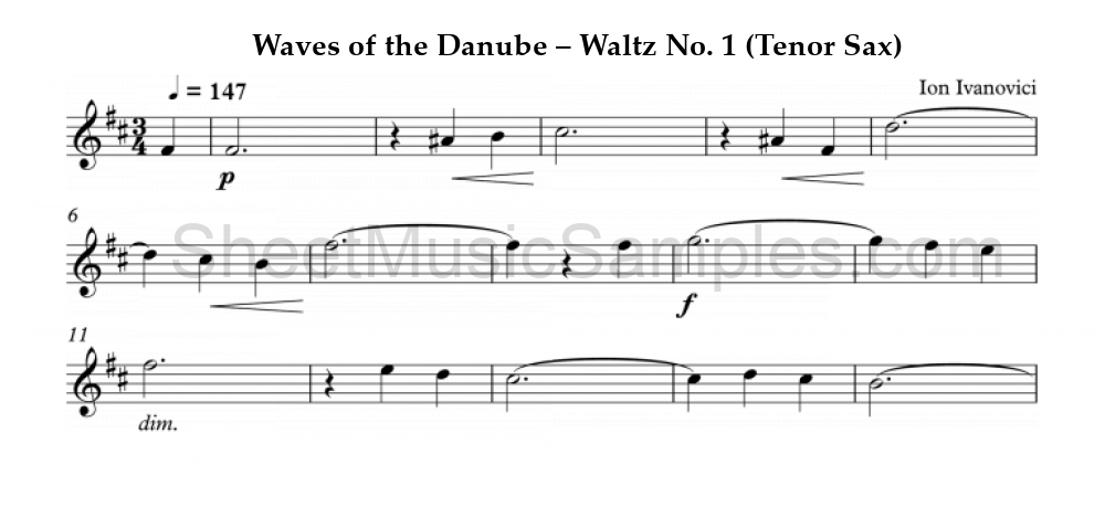 Waves of the Danube – Waltz No. 1 (Tenor Sax)