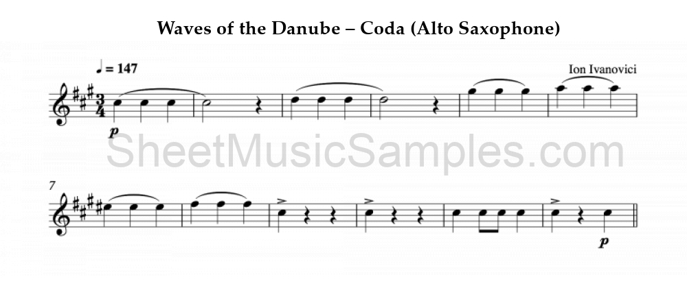 Waves of the Danube – Coda (Alto Saxophone)