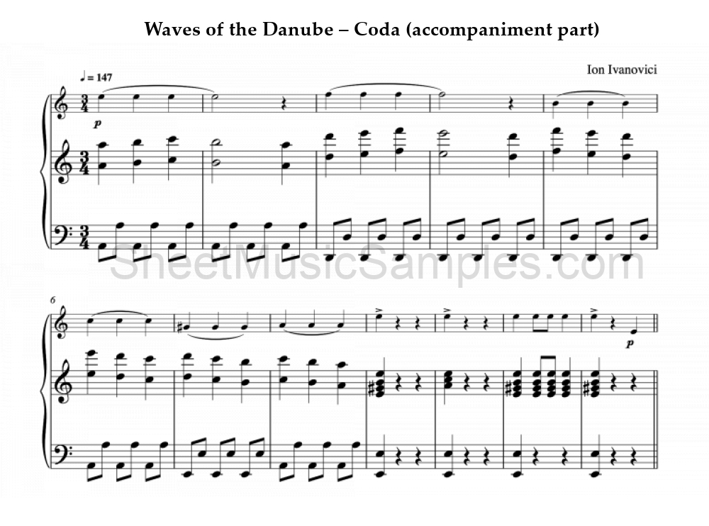 Waves of the Danube – Coda (accompaniment part)