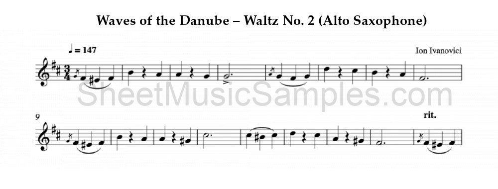 Waves of the Danube – Waltz No. 2 (Alto Saxophone)