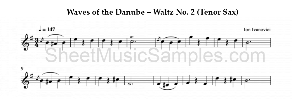 Waves of the Danube – Waltz No. 2 (Tenor Sax)