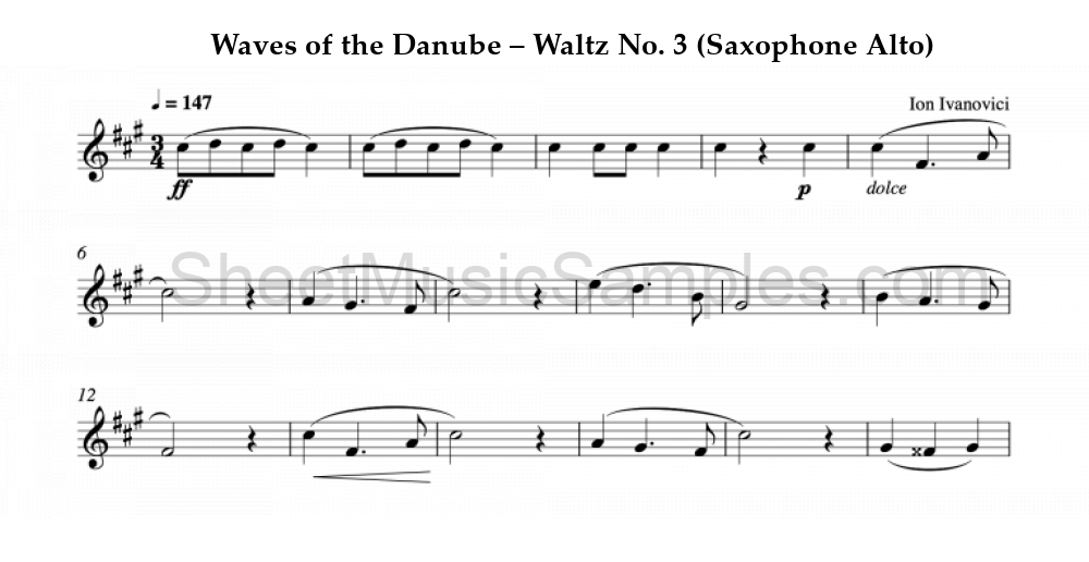 Waves of the Danube – Waltz No. 3 (Saxophone Alto)