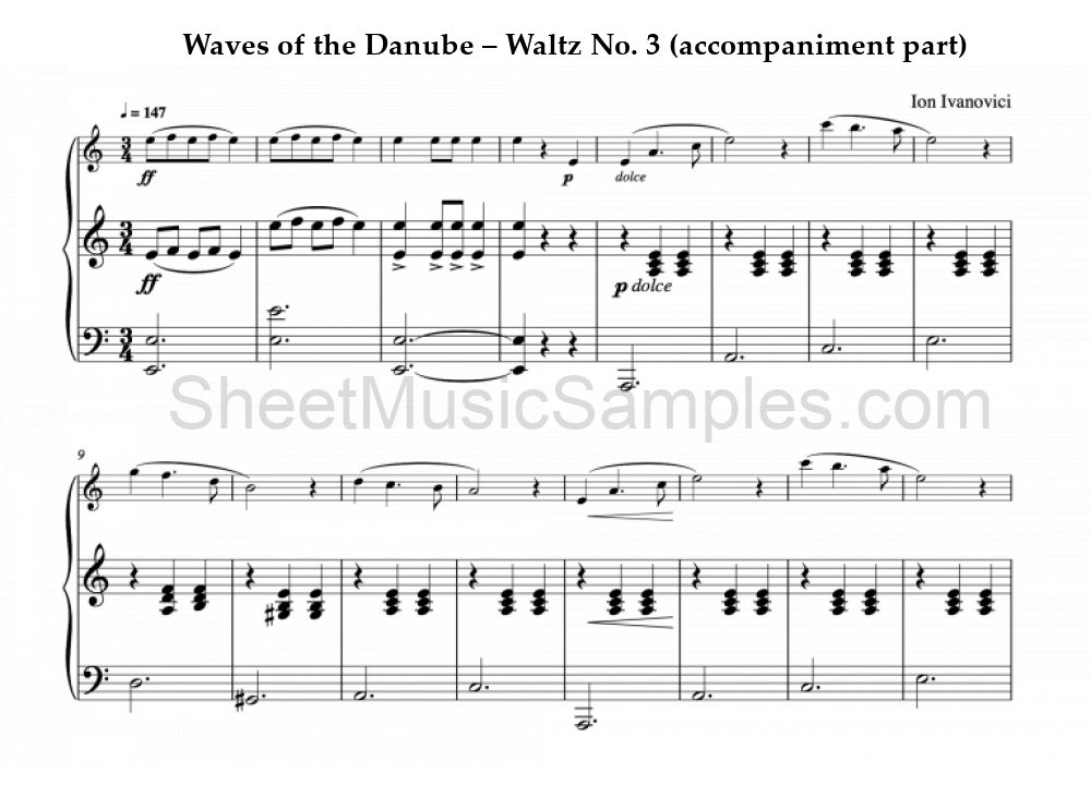 Waves of the Danube – Waltz No. 3 (accompaniment part)