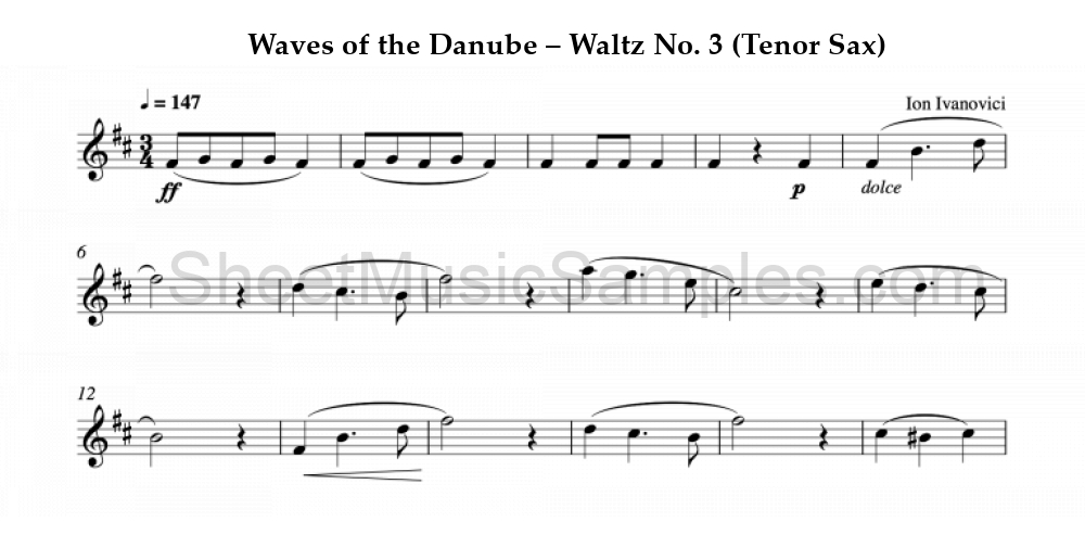 Waves of the Danube – Waltz No. 3 (Tenor Sax)