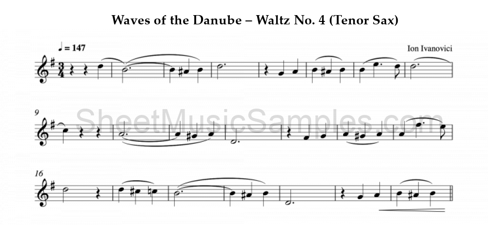 Waves of the Danube – Waltz No. 4 (Tenor Sax)