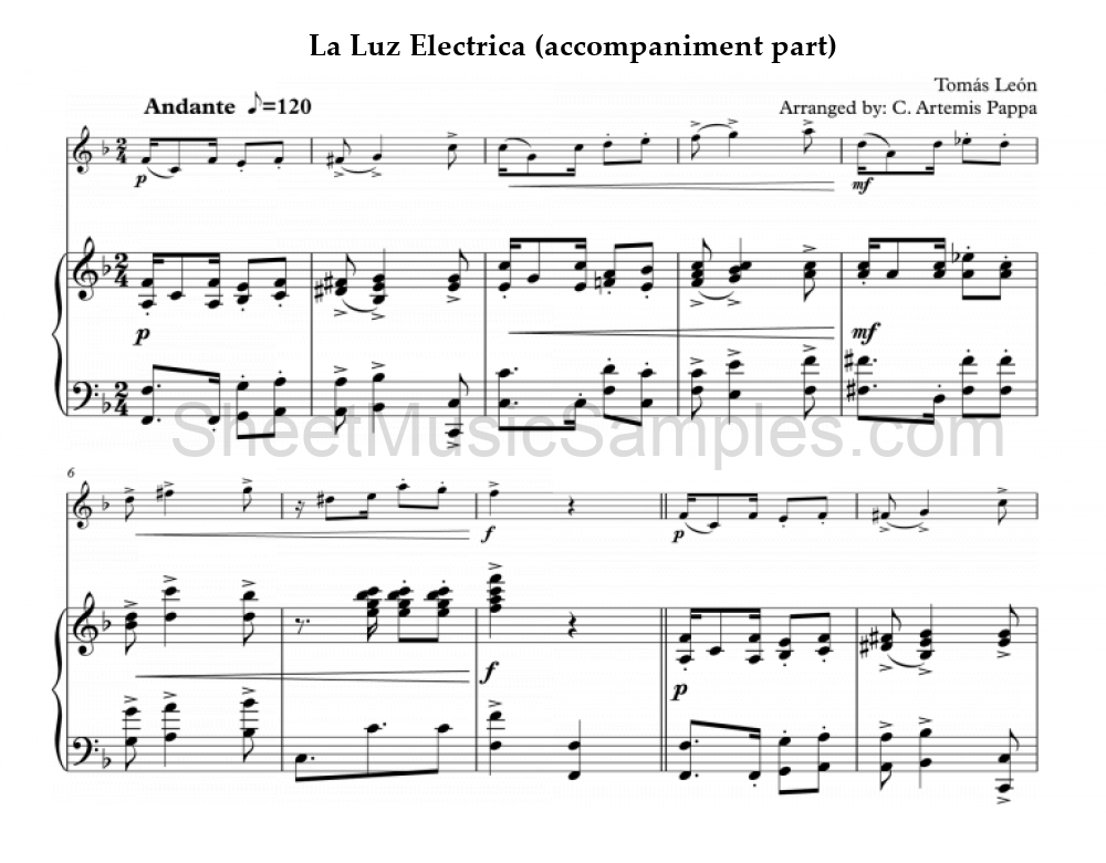 La Luz Electrica (accompaniment part)