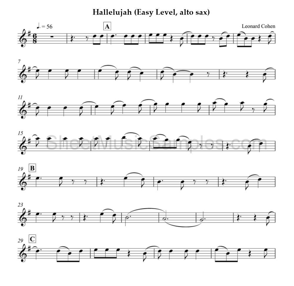 Hallelujah (Easy Level, alto sax)