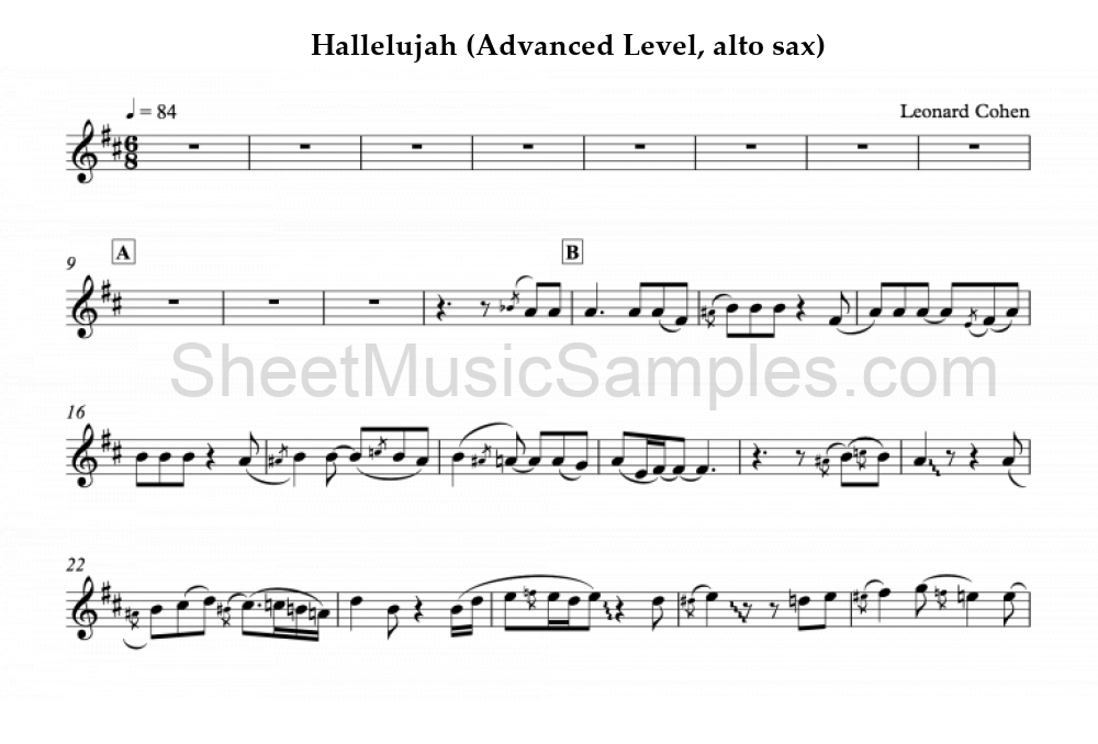 Hallelujah (Advanced Level, alto sax)