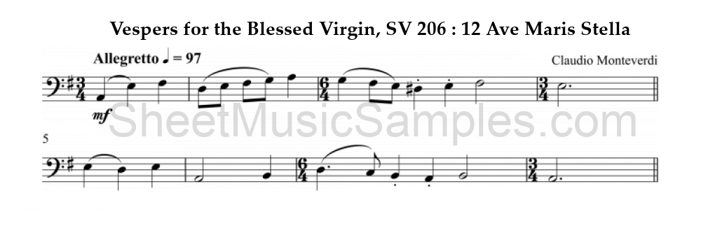 Vespers for the Blessed Virgin, SV 206 : 12 Ave Maris Stella