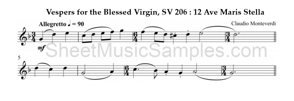 Vespers for the Blessed Virgin, SV 206 : 12 Ave Maris Stella