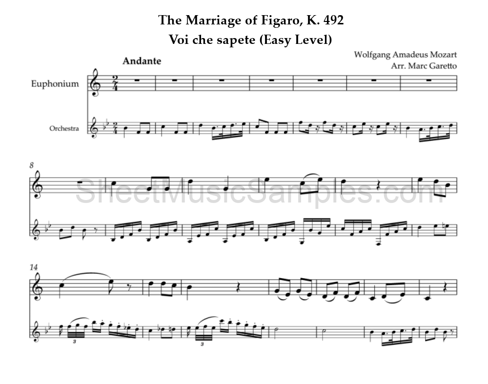 The Marriage of Figaro, K. 492 - Voi che sapete (Easy Level)