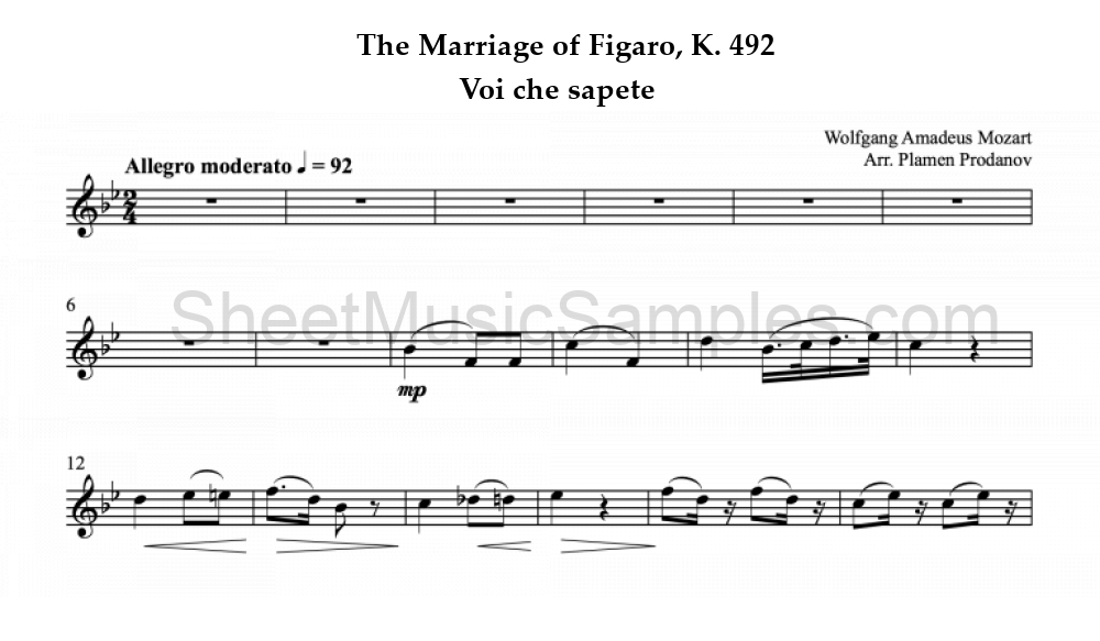 The Marriage of Figaro, K. 492 - Voi che sapete