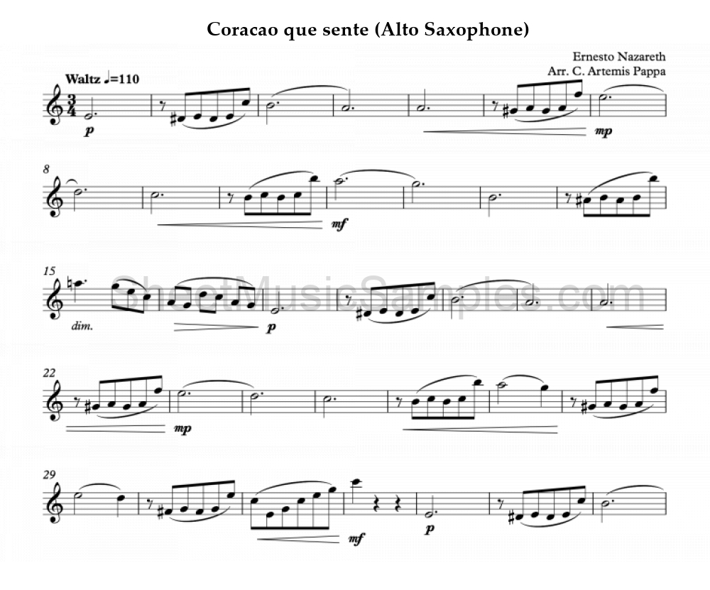 Coracao que sente (Alto Saxophone)