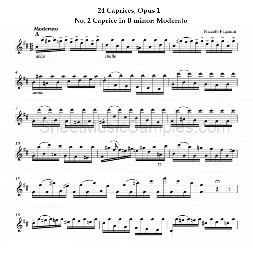 24 Caprices, Opus 1 - No. 2 Caprice in B minor: Moderato