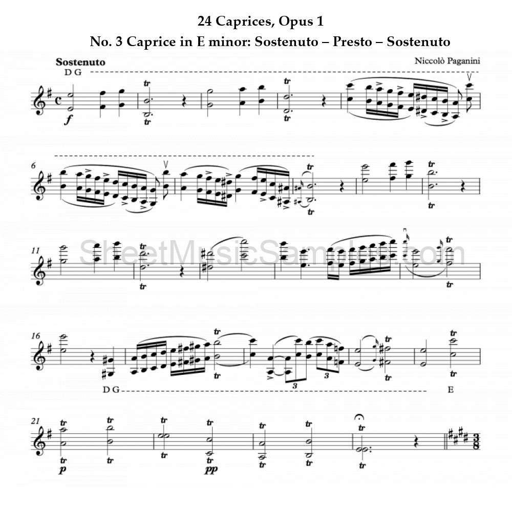 24 Caprices, Opus 1 - No. 3 Caprice in E minor: Sostenuto – Presto – Sostenuto