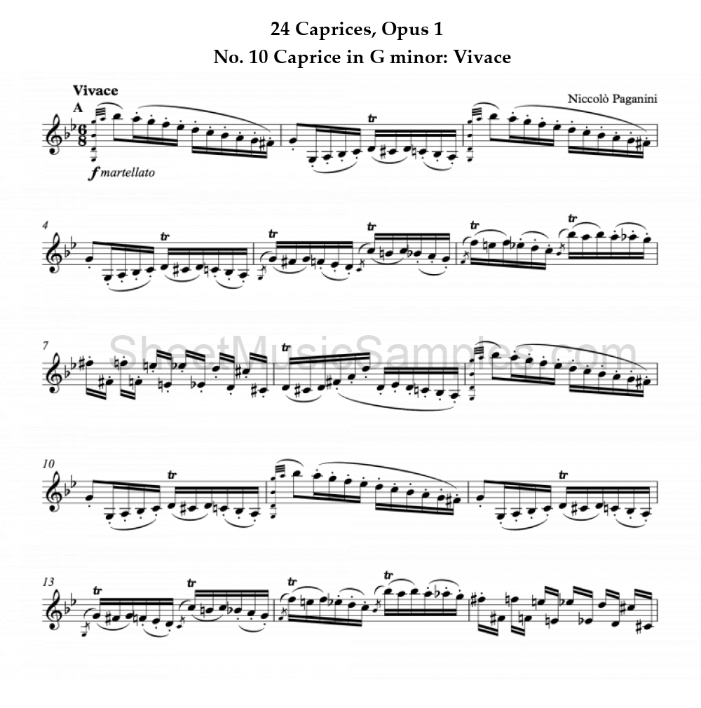 24 Caprices, Opus 1 - No. 10 Caprice in G minor: Vivace