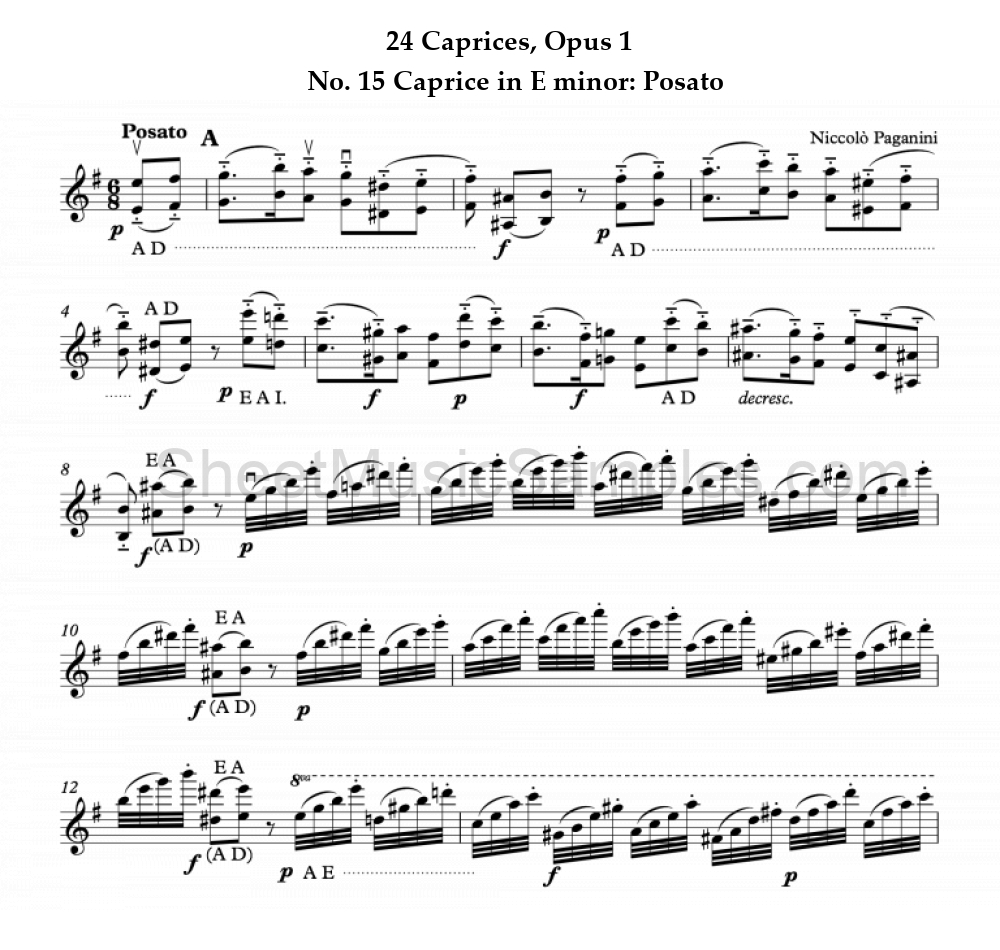 24 Caprices, Opus 1 - No. 15 Caprice in E minor: Posato