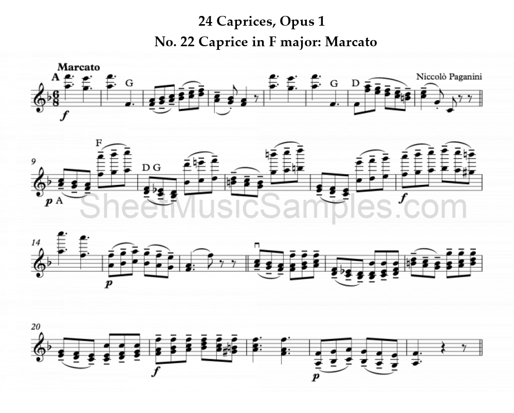 24 Caprices, Opus 1 - No. 22 Caprice in F major: Marcato