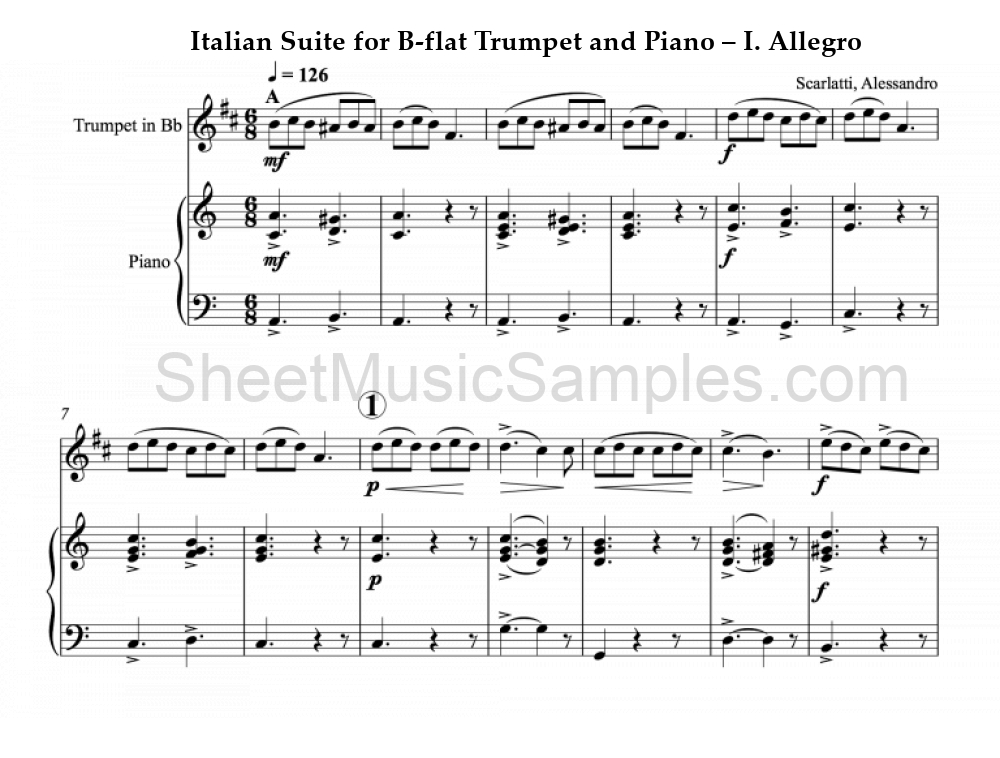 Italian Suite for B-flat Trumpet and Piano – I. Allegro