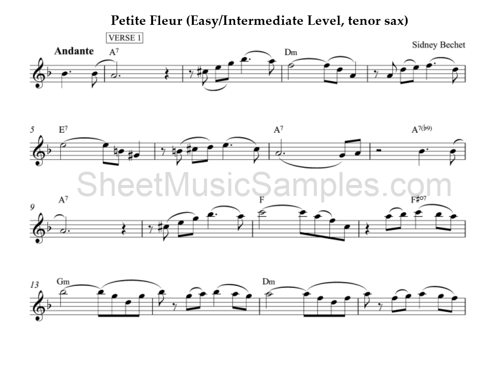 Petite Fleur (Easy/Intermediate Level, tenor sax)