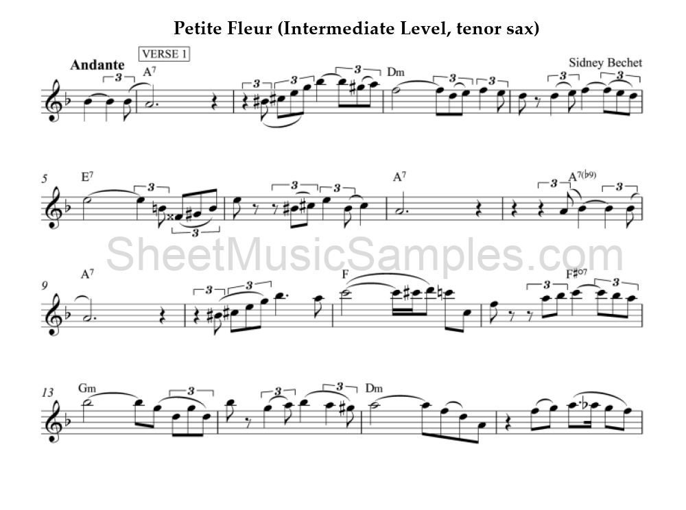 Petite Fleur (Intermediate Level, tenor sax)