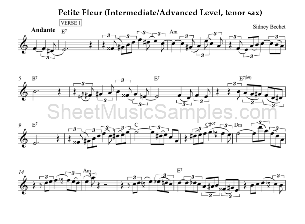 Petite Fleur (Intermediate/Advanced Level, tenor sax)