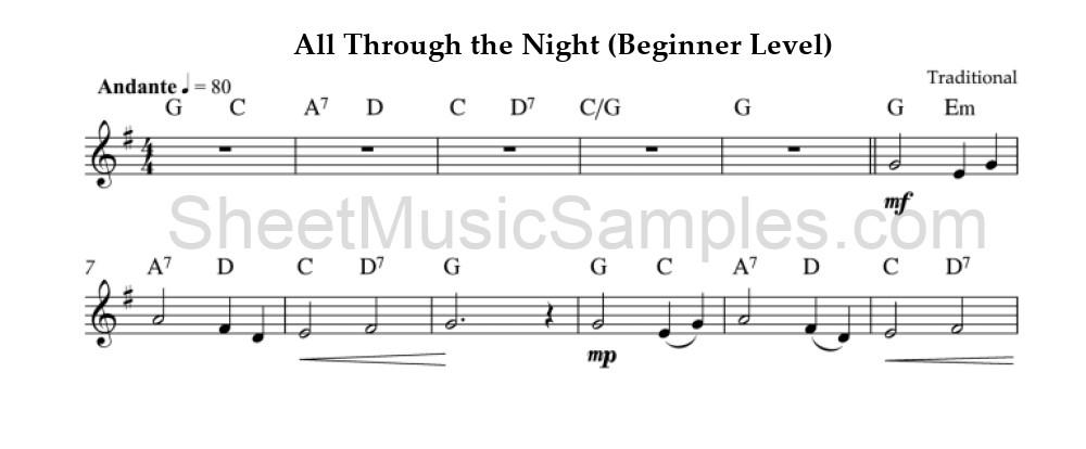 All Through the Night (Beginner Level)