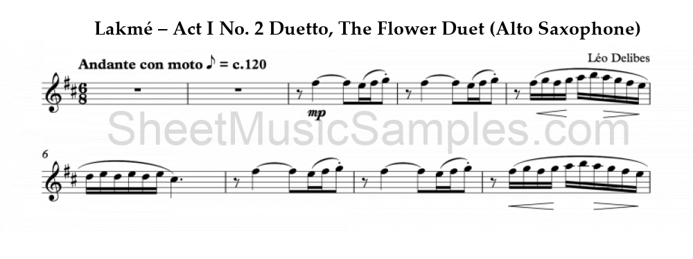 Lakmé – Act I No. 2 Duetto, The Flower Duet (Alto Saxophone)