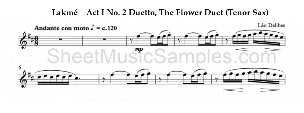 Lakmé – Act I No. 2 Duetto, The Flower Duet (Tenor Sax)